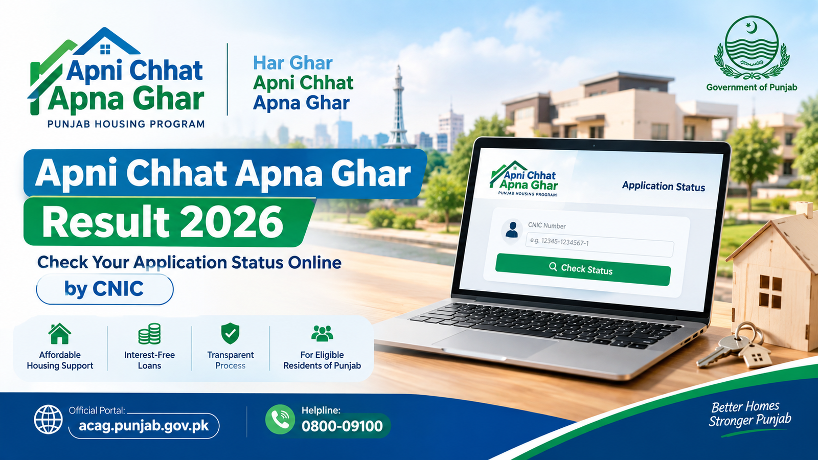 Apni Chhat Apna Ghar Result 2026 Check Status By CNIC at acag.punjab.gov.pk