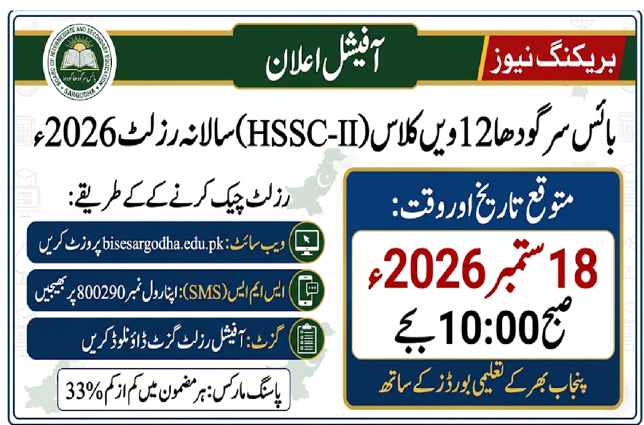 BISE Sargodha 12th Class Result 2026